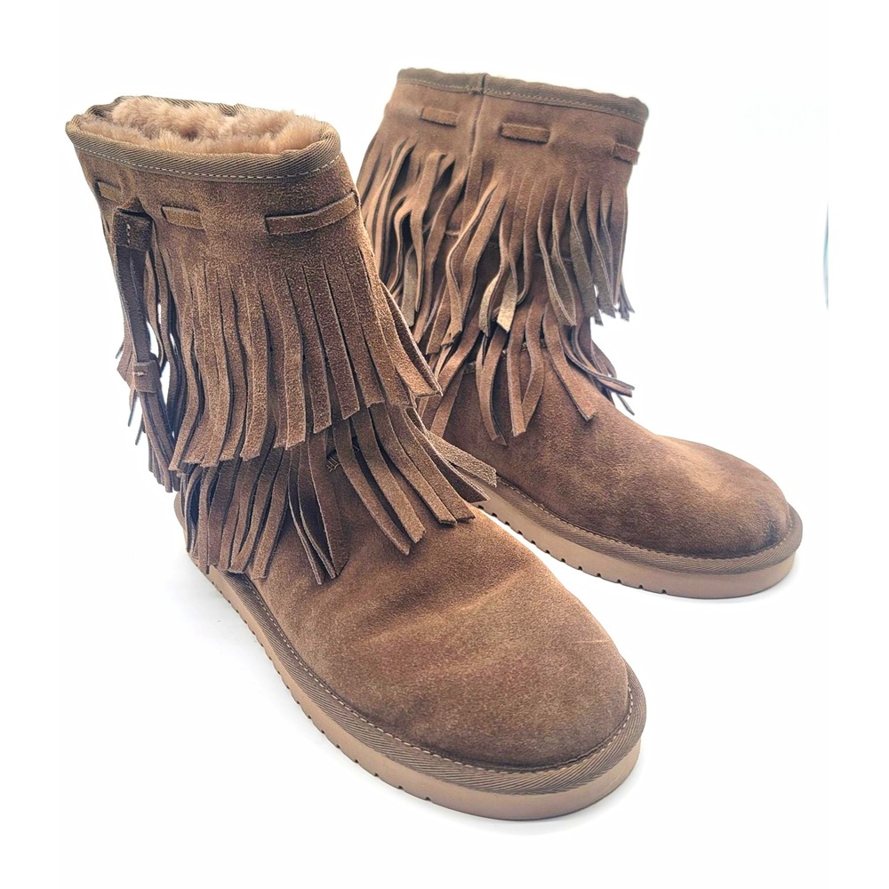 Koolaburra by UGG Womens 8 Brown Suede Fringe Boots Boho Western Y2K NWOB